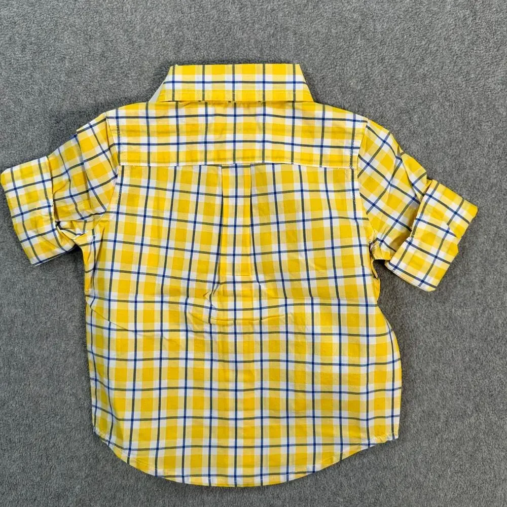 Janie and Jack Baby Boy 12-18 Months Button Down Shirt Yellow Plaid New